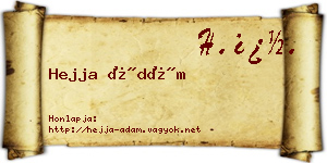 Hejja Ádám névjegykártya